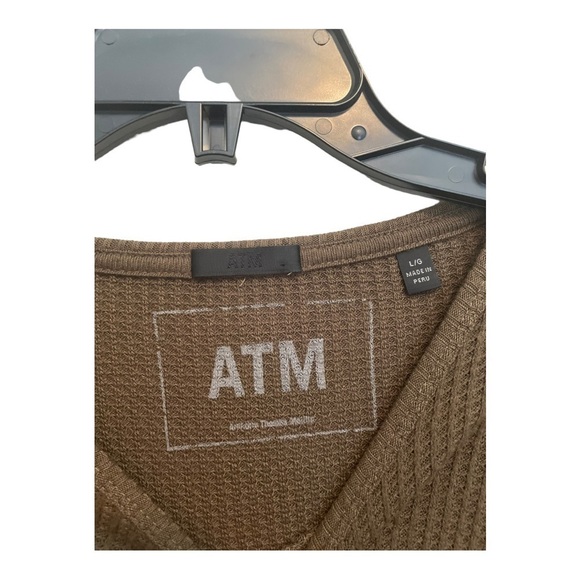 ATM Anthony Thomas Melillo Waffle Knit Long Sleeve Crew sweater in sable - Picture 11 of 13